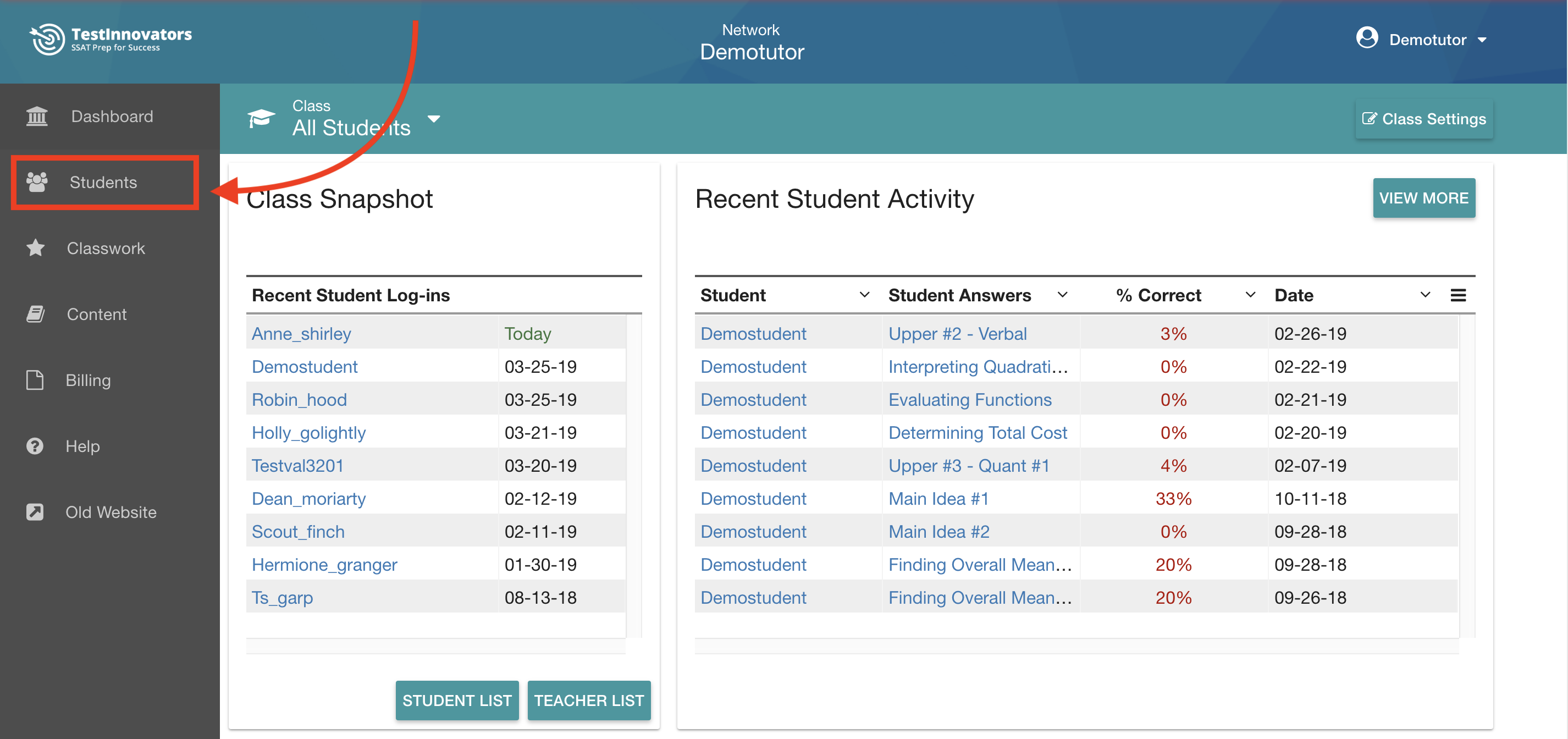 Creating Student Accounts Test Innovators